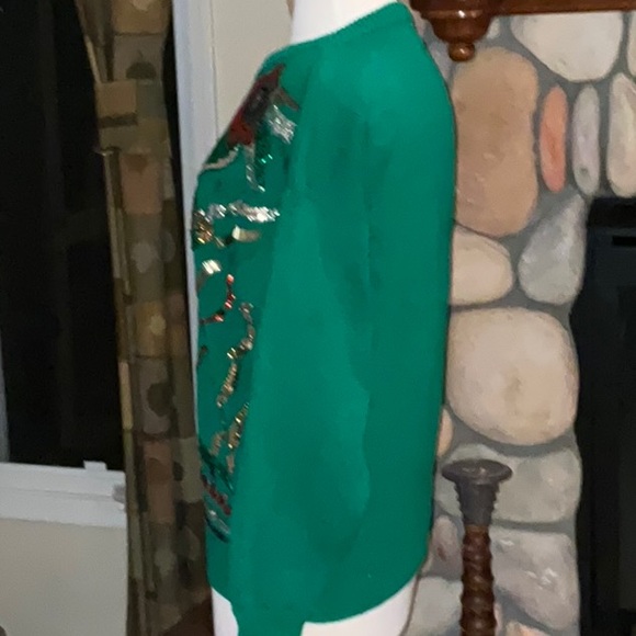 Western Collection Ramie & Cotton Sequined Crew Neck Sweater Medium - Picture 4 of 15